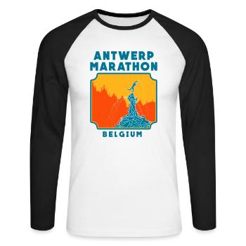 Antwerp Marathon - Belgium - Unisex Long Sleeve Baseball T-Shirt - white/black - Front - Nik (191cm)