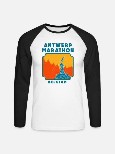 Antwerp Marathon - Belgium - Unisex Long Sleeve Baseball T-Shirt - white/black