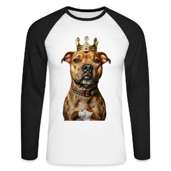 Staffordshire Bull Terrier - T-shirt baseball manches longues Homme - blanc/noir - Devant - Nik (191cm)