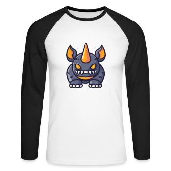 Rhino Halloween Animal - Unisex Long Sleeve Baseball T-Shirt - white/black - Front - Nik (191cm)