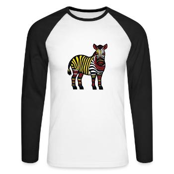 Zebra Halloween Animal - Unisex Long Sleeve Baseball T-Shirt - white/black - Front - Nik (191cm)