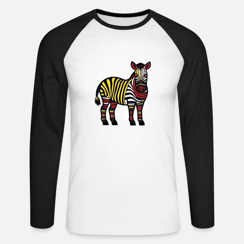 Zebra Halloween Tier - Unisex Baseballshirt langarm - Weiß/Schwarz