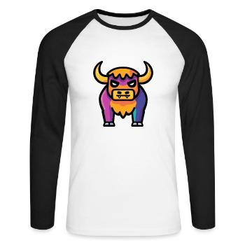 Taureau Halloween Animal - T-shirt baseball manches longues Homme - blanc/noir - Devant - Nik (191cm)