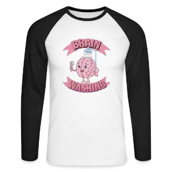 Gehirn Verstand Intelligenz Waschen für Leute - Unisex Baseballshirt langarm - Weiß/Schwarz - Vorne - Nik (191cm)
