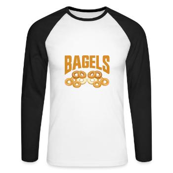 Bagel Lover Art Bagels - Unisex Long Sleeve Baseball T-Shirt - white/black - Front - Nik (191cm)