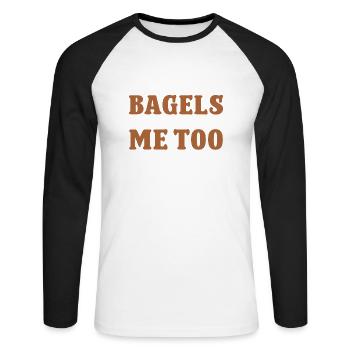 Bagel Lover Art Bagels - Unisex Long Sleeve Baseball T-Shirt - white/black - Front - Nik (191cm)