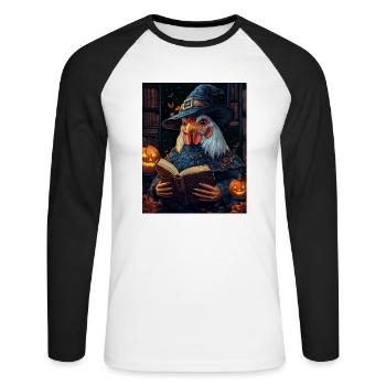 Halloween Gift Women Rooster Men Kids Decoration - Unisex Long Sleeve Baseball T-Shirt - white/black - Front - Nik (191cm)