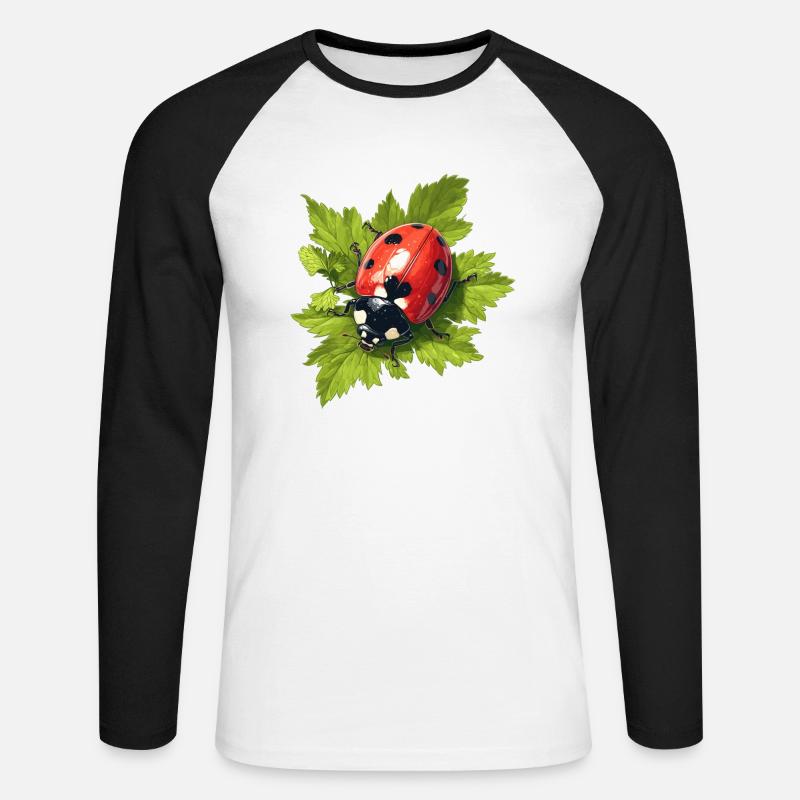 Ladybug Marienkäfer - Unisex Baseballshirt langarm - Weiß/Schwarz