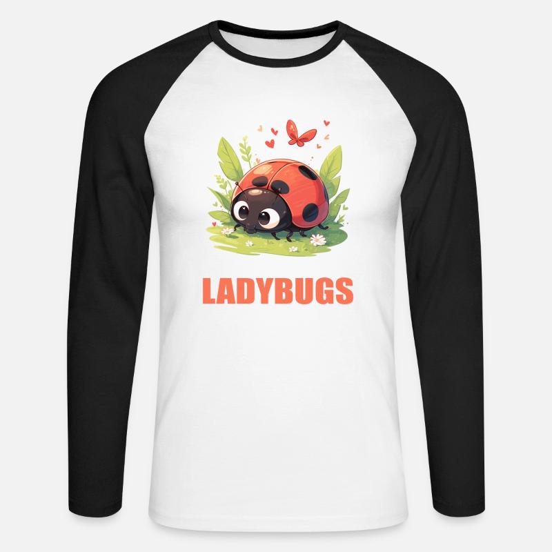 Ladybug Marienkäfer - Unisex Baseballshirt langarm - Weiß/Schwarz