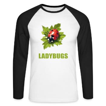 Ladybug Marienkäfer - Unisex Long Sleeve Baseball T-Shirt - white/black - Front - Nik (191cm)