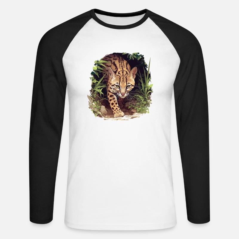 Ocelots Ocelot - Unisex Baseballshirt langarm - Weiß/Schwarz