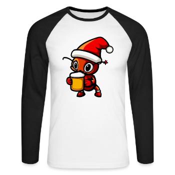 Ant Beer Xmas Christmas - Unisex Long Sleeve Baseball T-Shirt - white/black - Front - Nik (191cm)