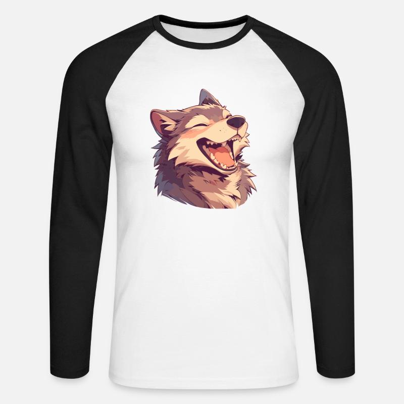 Wölfe Wolf - Unisex Baseballshirt langarm - Weiß/Schwarz