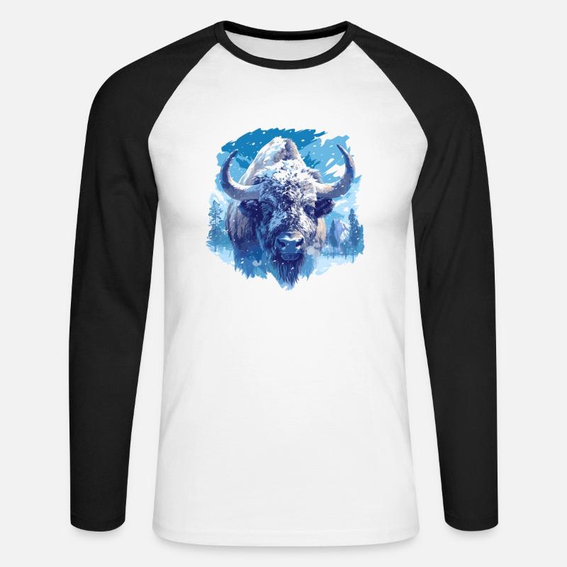 Bisons Bison - Unisex Baseballshirt langarm - Weiß/Schwarz
