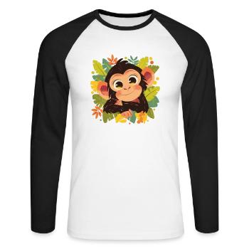 Bonobos Bonobo - Unisex Long Sleeve Baseball T-Shirt - white/black - Front - Nik (191cm)