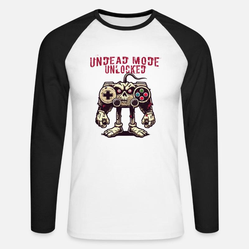 Zombie Gaming Controller: Undead Mode - Unisex Long Sleeve Baseball T-Shirt - white/black