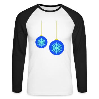 Boules de Noël - T-shirt baseball manches longues Homme - blanc/noir - Devant - Nik (191cm)