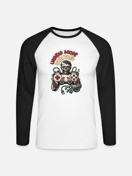 Zombie Gaming Controller Undead Mode - Unisex Long Sleeve Baseball T-Shirt - white/black