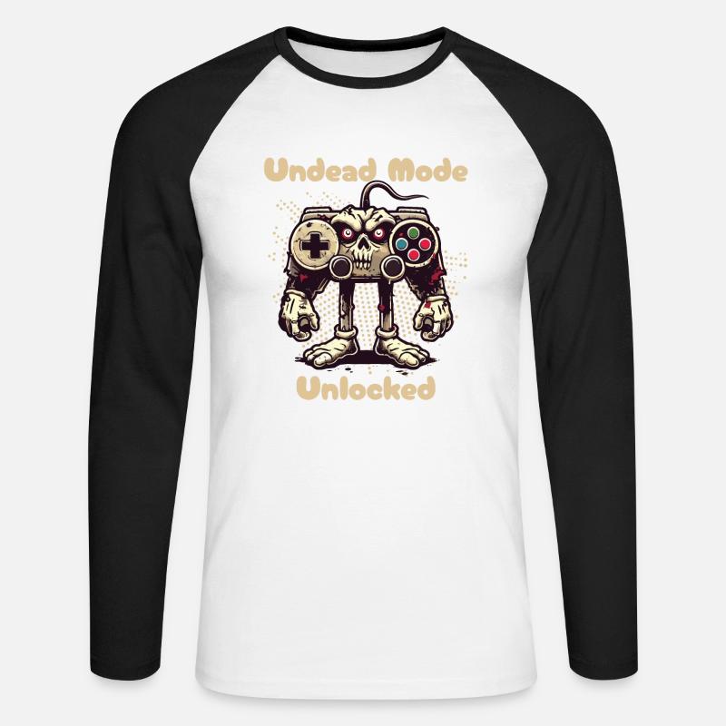 Zombie Gaming Controller Mode Unleashed - Unisex Long Sleeve Baseball T-Shirt - white/black