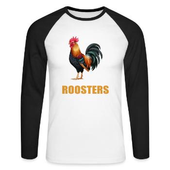 Rooster Hähne Hahn - Unisex Baseballshirt langarm - Weiß/Schwarz - Vorne - Nik (191cm)