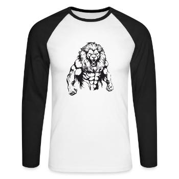 Leo Muscles Bodybuilding - Unisex Long Sleeve Baseball T-Shirt - white/black - Front - Nik (191cm)