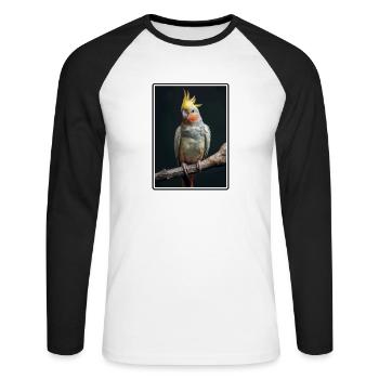 Cockatiel Nymphensittiche Nymphensittich - Unisex Baseballshirt langarm - Weiß/Schwarz - Vorne - Nik (191cm)