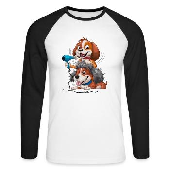 Dog Groomer Hundfriseur für einen Hundfriseur - Unisex Baseballshirt langarm - Weiß/Schwarz - Vorne - Nik (191cm)