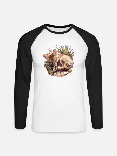 Kojoten Kojote - Unisex Baseballshirt langarm - Weiß/Schwarz