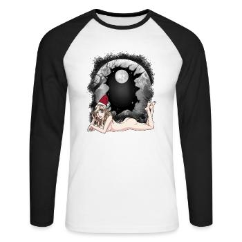 Sexy Santa Claus Santa Troll Xmas Santa - Unisex Long Sleeve Baseball T-Shirt - white/black - Front - Nik (191cm)