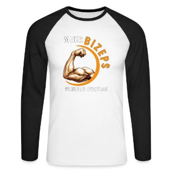 PLUS DE BICEPS, MOINS DE PROBLÈMES - T-shirt baseball manches longues Homme - blanc/noir - Devant - Nik (191cm)