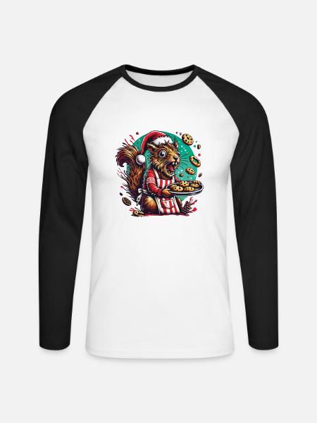 Weihnachtsstress Lustiges Mama Eichhörnchen - Unisex Baseballshirt langarm - Weiß/Schwarz
