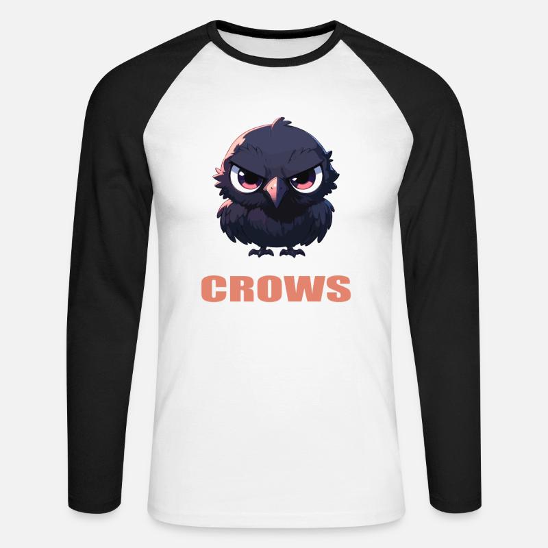 Krähen Krähe - Unisex Baseballshirt langarm - Weiß/Schwarz