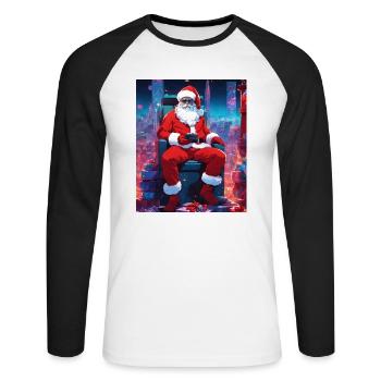 WeihnachtsmannGeschenk Frau, Mann, Humorvolles T-Shirt - Unisex Baseballshirt langarm - Weiß/Schwarz - Vorne - Nik (191cm)