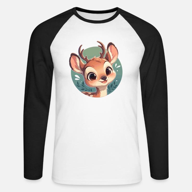 Hirsche Hirsch - Unisex Baseballshirt langarm - Weiß/Schwarz