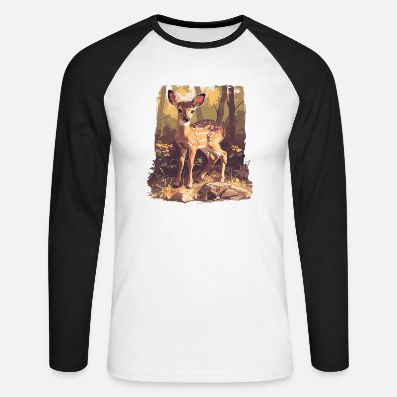 Hirsche Hirsch - Unisex Baseballshirt langarm - Weiß/Schwarz