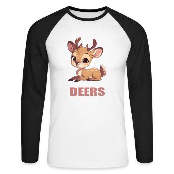 Cerf Cerf - T-shirt baseball manches longues Homme - blanc/noir - Devant - Nik (191cm)