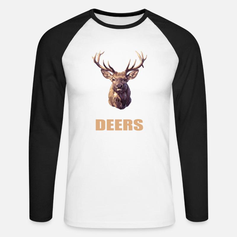 Hirsche Hirsch - Unisex Baseballshirt langarm - Weiß/Schwarz