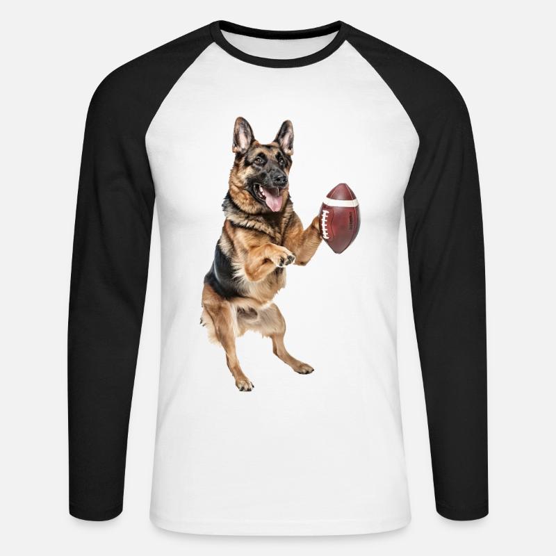 Deutscher Schäferhund - Unisex Baseballshirt langarm - Weiß/Schwarz