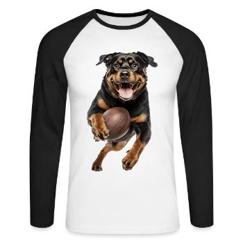 Rottweiler - T-shirt baseball manches longues Homme - blanc/noir - Devant - Nik (191cm)