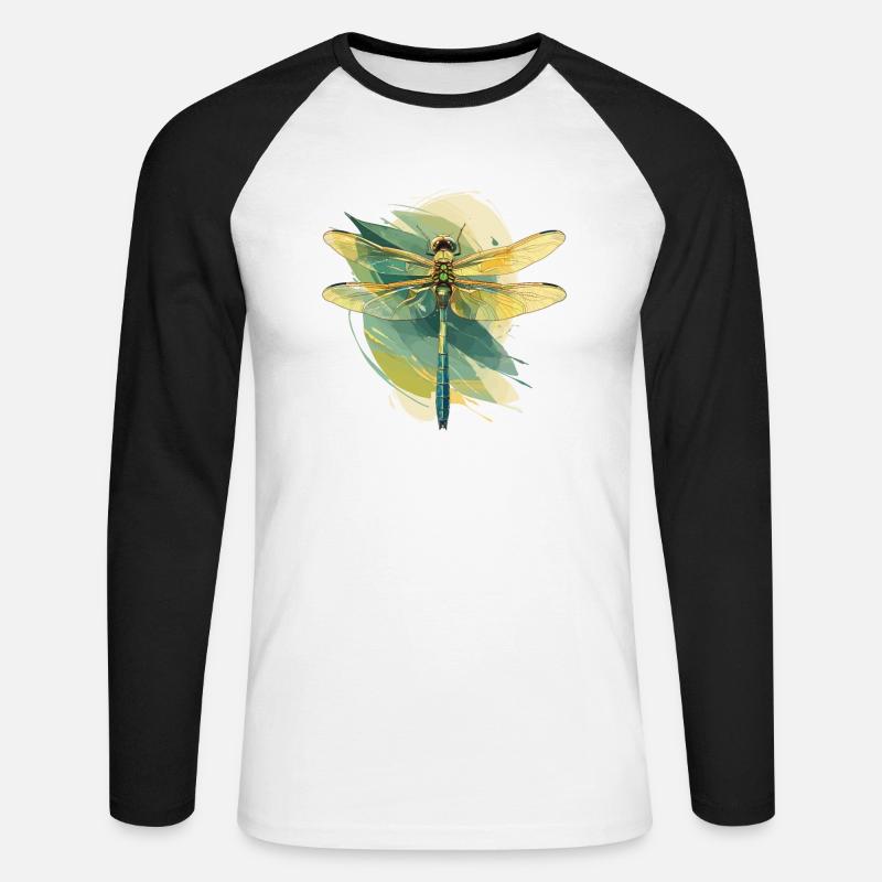 Libellen Libelle - Unisex Baseballshirt langarm - Weiß/Schwarz