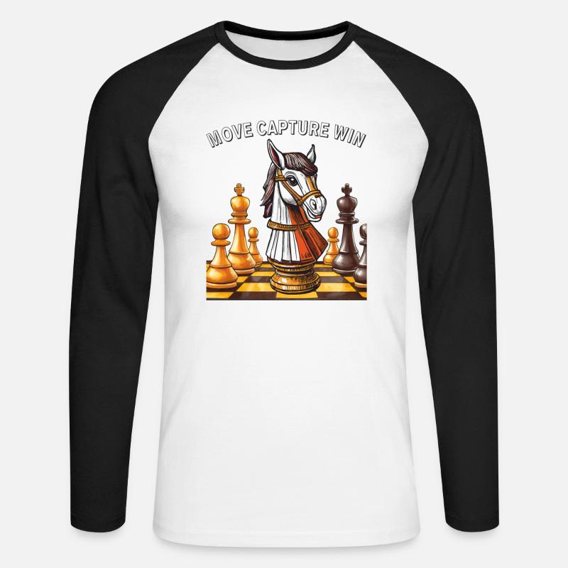 SCHACH MOVE CAPTURE WIN - Unisex Baseballshirt langarm - Weiß/Schwarz