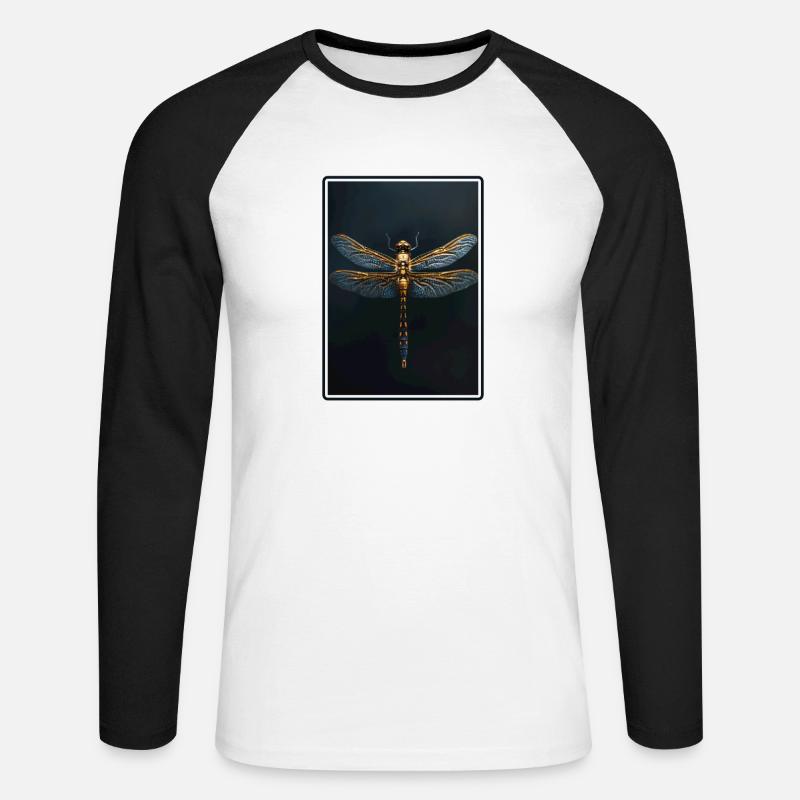 Libellen Libelle - Unisex Baseballshirt langarm - Weiß/Schwarz