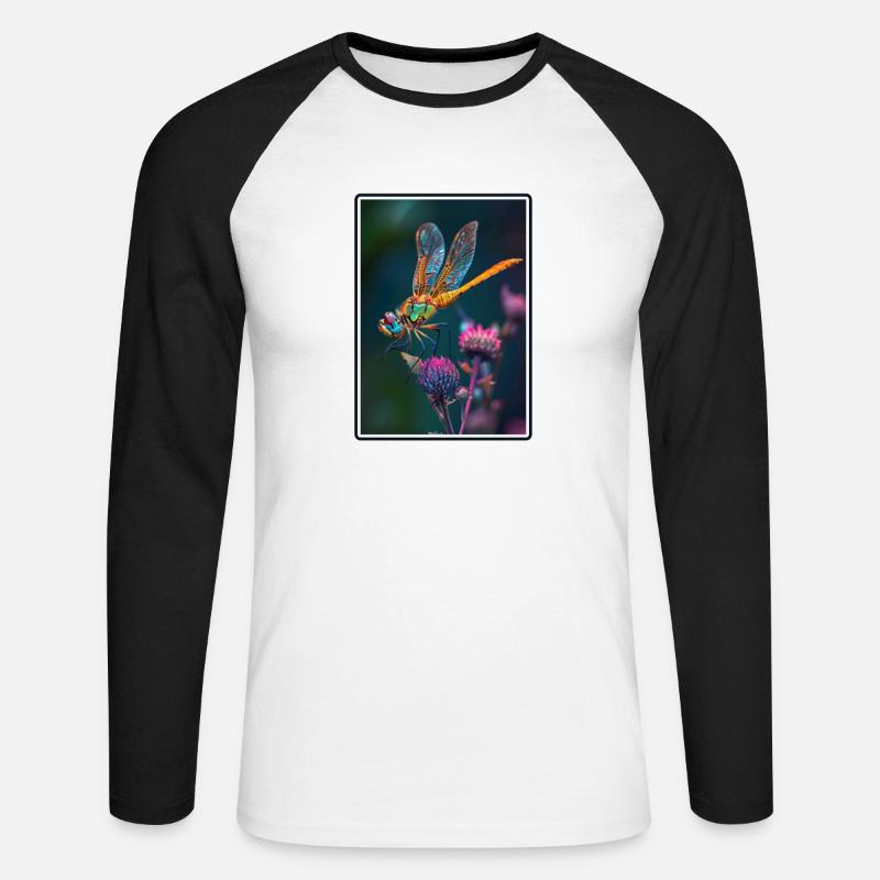 Libellen Libelle - Unisex Baseballshirt langarm - Weiß/Schwarz