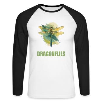 Dragonflies Dragonfly - Unisex Long Sleeve Baseball T-Shirt - white/black - Front - Nik (191cm)