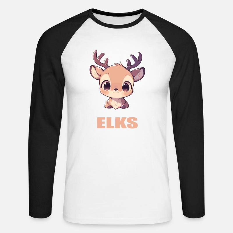 Elche Elch - Unisex Baseballshirt langarm - Weiß/Schwarz