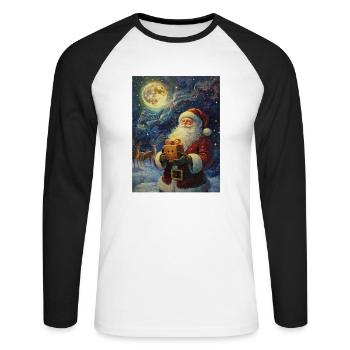 Weihnachtsmann Frauen Männer Kinder Weihnachten - Unisex Baseballshirt langarm - Weiß/Schwarz - Vorne - Nik (191cm)