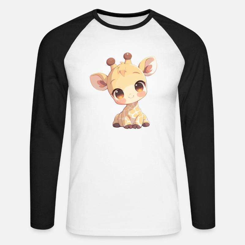 Giraffen Giraffe - Unisex Baseballshirt langarm - Weiß/Schwarz
