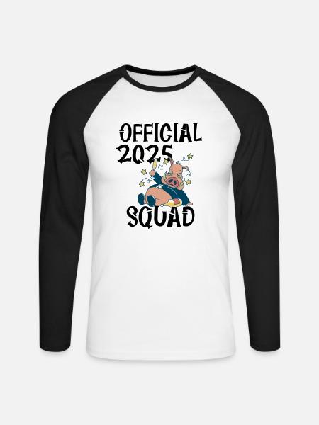 Official 2025 Squad, das Sylvester/Neujahrs-Design - Unisex Baseballshirt langarm - Weiß/Schwarz