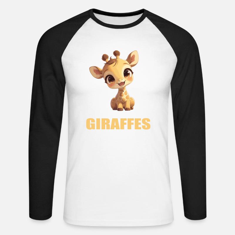 Giraffen Giraffe - Unisex Baseballshirt langarm - Weiß/Schwarz