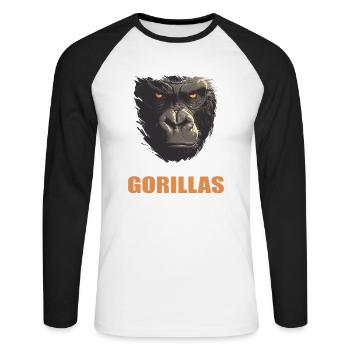 Gorillas Gorilla - Unisex Long Sleeve Baseball T-Shirt - white/black - Front - Nik (191cm)